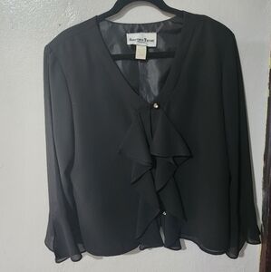 Another Time Black Blouse Size XL 3/4 Sleeve and V-Neck